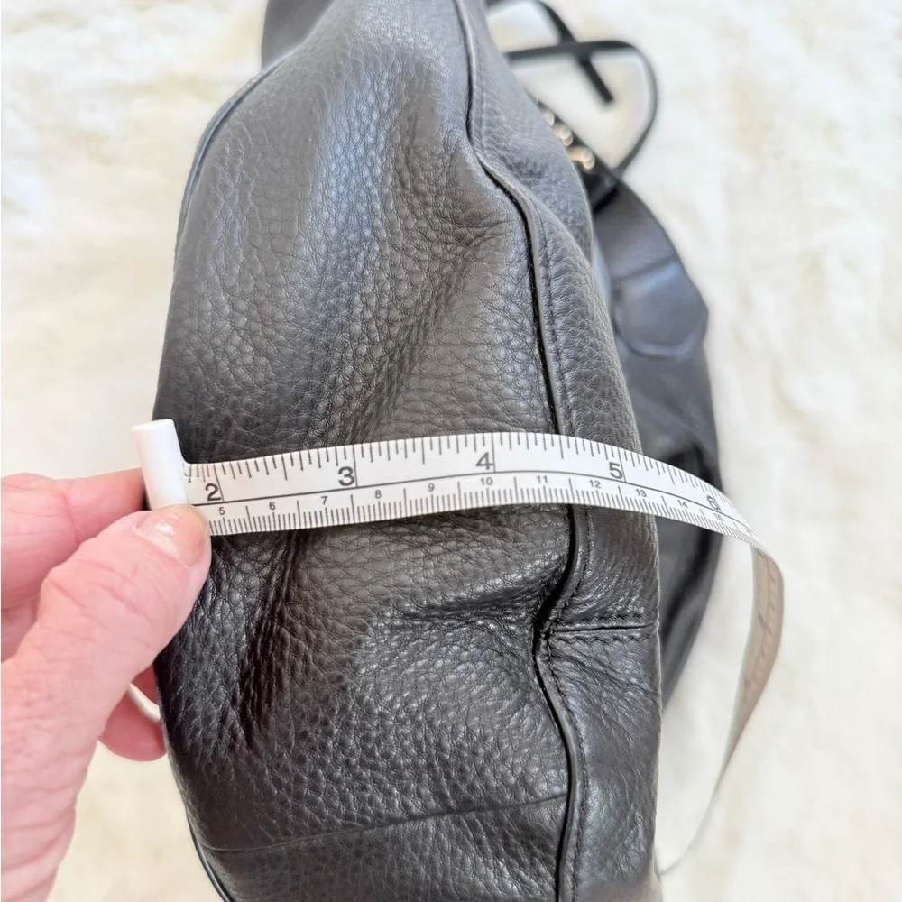 VINCE CAMUTO Cayle Pebble Leather Gold Ring Hobo Bag Black
